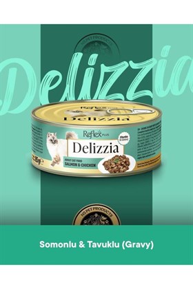 Reflex Plus Delizzia Yetişkin Somonlu-Tavuklu Gravy Kedi Maması 24x85 gram