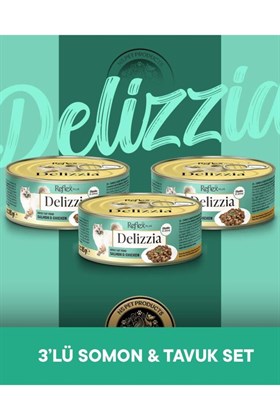Reflex Plus Delizzia Yetişkin Somonlu-Tavuklu Gravy Kedi Maması 3x85 gram