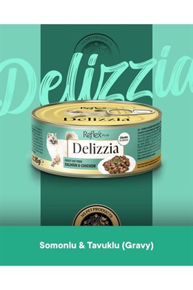 Reflex Plus Delizzia Yetişkin Somonlu-Tavuklu Gravy Kedi Maması 3x85 gram