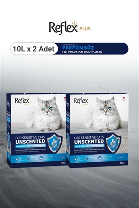 Reflex Plus Hassas Kediler İçin Parfümsüz Topaklanan Kedi Kumu 10L x 2 Adet