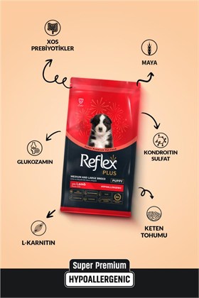 Reflex Plus Hipoalerjenik Kuzu Etli Orta Ve Büyük Irk Yavru Köpek Maması 12 kg