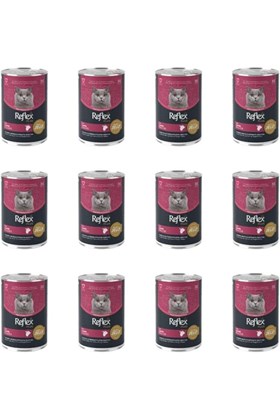 Reflex Plus Jöle İçinde Et Parçacıklı Kuzu Etli Yetişkin Kedi Konservesi 400 Gr (12 Adet)