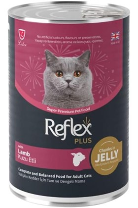 Reflex Plus Jöle İçinde Et Parçacıklı Kuzu Etli Yetişkin Kedi Konservesi 400 Gr (12 Adet)