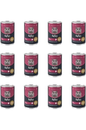 Reflex Plus Jöle İçinde Et Parçacıklı Kuzu Etli Yetişkin Kedi Konservesi 400 Gr (12 Adet)