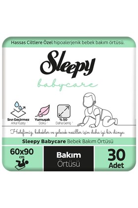 Sleepy Babycare Bebek Bakım Örtüsü 60x90 cm 3x10 30 Adet