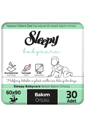 Sleepy Babycare Bebek Bakım Örtüsü 60x90 cm 3x10 30 Adet