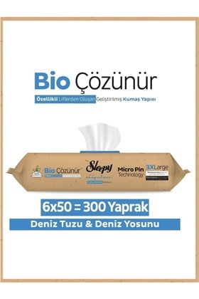 Sleepy Bio Çözünür Yüzey Temizlik Havlusu&mendili Deniz Tuzu&yosun 6x50 (300 YAPRAK)