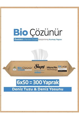 Sleepy Bio Çözünür Yüzey Temizlik Havlusu&mendili Deniz Tuzu&yosun 6x50 (300 YAPRAK)
