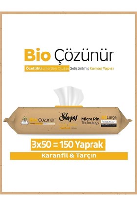 Sleepy Bio Çözünür Yüzey Temizlik Havlusu&mendili Karanfil&tarçın 3x50 (150 YAPRAK)