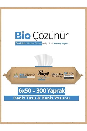 Sleepy Bio Çözünür Yüzey Temizlik Havlusu&mendili Deniz Tuzu&yosun 6x50 (300 YAPRAK)