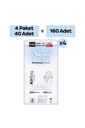 Sleepy Bio Natural Premium Plus Airbag Comfort Ultra Paket Külot Bez 5 Numara Junior 160 Adet