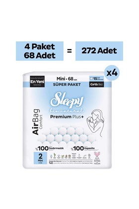 Sleepy Bio Natural Premium Plus Airbag Comfort Ultra Paket Bebek Bezi 2 Numara Mini 272 Adet