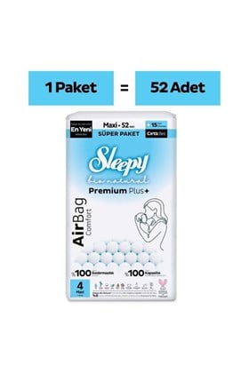 Sleepy Bio Natural Premium Plus Airbag Comfort Süper Paket Bebek Bezi 4 Numara Maxi 52 Adet