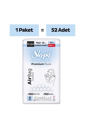 Sleepy Bio Natural Premium Plus Airbag Comfort Süper Paket Külot Bez 4 Numara Maxi 52 Adet