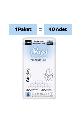 Sleepy Bio Natural Premium Plus Airbag Comfort Süper Paket Bebek Bezi 5 Numara Junior 40 Adet
