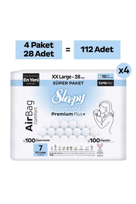 Sleepy Bio Natural Premium Plus Airbag Comfort Ultra Paket Bebek Bezi 7 Numara Xxlarge 112 Adet