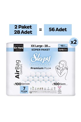 Sleepy Bio Natural Premium Plus Airbag Comfort Avantaj Paketi Bebek Bezi 7 Numara Xxlarge 56 Adet