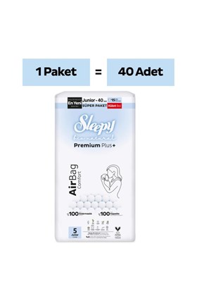Sleepy Bio Natural Premium Plus Airbag Comfort Süper Paket Külot Bez 5 Numara Junior 40 Adet