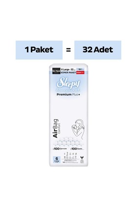 Sleepy Bio Natural Premium Plus Airbag Comfort Süper Paket Külot Bez 6 Numara Xlarge 32 Adet