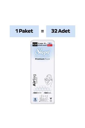 Sleepy Bio Natural Premium Plus Airbag Comfort Süper Paket Külot Bez 6 Numara Xlarge 32 Adet
