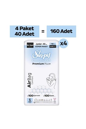 Sleepy Bio Natural Premium Plus Airbag Comfort Ultra Paket Bebek Bezi 5 Numara Junior 160 Adet