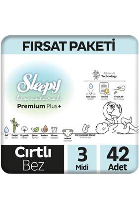 Sleepy Bio Natural Premium Plus Fırsat Paketi Bebek Bezi 3 Numara Midi 42 adet