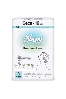 Sleepy Bio Natural Premium Plus Gece Ped 16 Adet