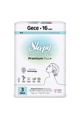Sleepy Bio Natural Premium Plus Gece Ped 16 Adet
