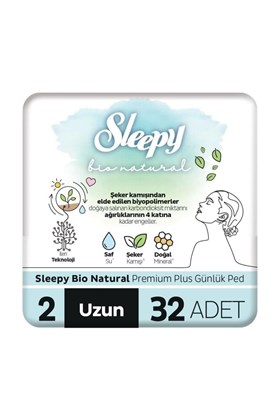 Sleepy Bio Natural Premium Plus Günlük Ped Uzun 32 Adet Ped