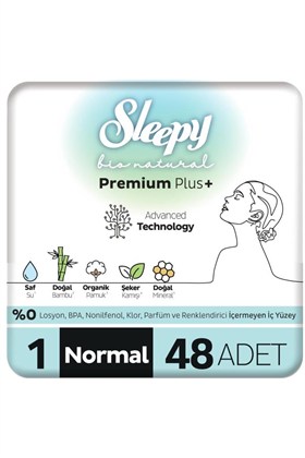 Sleepy Bio Natural Premium Plus Hijyenik Ped Normal 48 Adet Ped