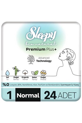 Sleepy Bio Natural Premium Plus Hijyenik Ped Normal 24 Adet Ped