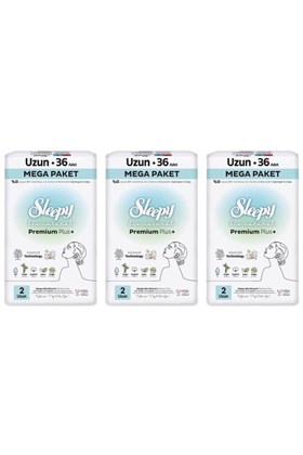 Sleepy Bio Natural Premium Plus Hijyenik Ped Mega Paket Uzun 36X3 (108 Adet)