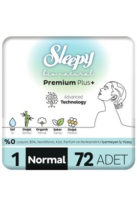 Sleepy Bio Natural Premium Plus Hijyenik Ped Süper Avantaj Paketi Normal 72 Adet