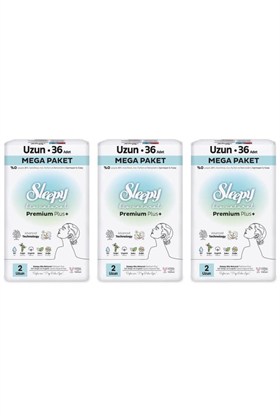 Sleepy Bio Natural Premium Plus Hijyenik Ped Mega Paket Uzun 36X3 (108 Adet)