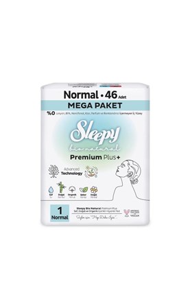 Sleepy Bio Natural Premium Plus Hijyenik Ped Mega Paket Normal 46 Adet