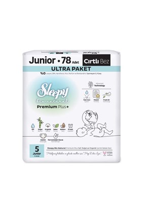 Sleepy Bio Natural Premium Plus Ultra Paket Bebek Bezi 5 Numara Junior 78 Adet