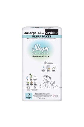 Sleepy Bio Natural Premium Plus Ultra Paket Bebek Bezi 7 Numara Xxlarge 48 Adet