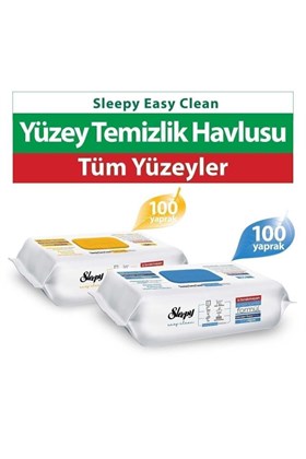 Sleepy Easy Clean Arap Sabunu Çamaşır Suyu Katkılı Yüzey Temizlik Havlusu&mendili (200 YAPRAK)