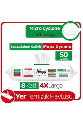 Sleepy Easy Clean Beyaz Sabun Katkılı Mopa Uyumlu Yer Temizlik Havlusu&mendili 50 Yaprak