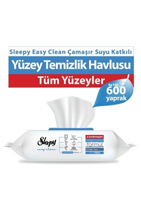 Sleepy Easy Clean Çamasır Suyu Katkılı Yüzey Temizlik Havlusu&Mendili 6x100 (600 Yaprak)