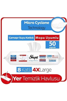 Sleepy Easy Clean Çamaşır Suyu Katkılı Mopa Uyumlu Yer Temizlik Havlusu&mendili 50 Yaprak