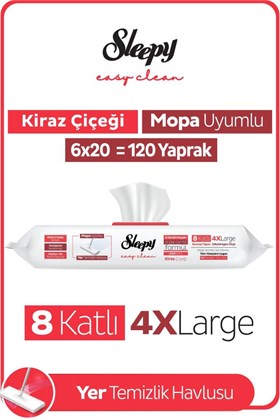 Sleepy Easy Clean Kiraz Çiçeği Mopa Uyumlu Yer Temizlik Havlusu&Mendili 6X20 (120 Yaprak)