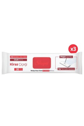 Sleepy Easy Clean Kiraz Çiçeği Mopa Uyumlu Yer Temizlik Havlusu&mendili 3x20 (60 YAPRAK)