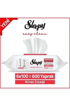 Sleepy Easy Clean Kiraz Çiçeği Yüzey Temizlik Havlusu&mendili 6x100 (600 YAPRAK)