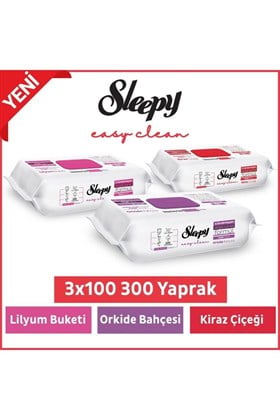 Sleepy Easy Clean Lilyum Orkide Kiraz Çiçeği Yüzey Temizlik Havlusu&mendili 3x100 (300 YAPRAK)