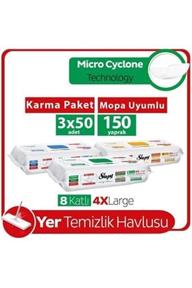 Sleepy Easy Clean Mopa Uyumlu Yer Temizlik Havlusu&mendili Karma Paket 3x50 (150 YAPRAK)