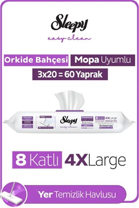 Sleepy Easy Clean Orkide Bahçesi Mopa Uyumlu Yer Temizlik Havlusu&Mendili 3X20 (60 Yaprak)