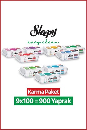 Sleepy Easy Clean Premium+Çiçek Serisi+Doğa Serisi Yüzey Temizlik Havlusu Mendili 9x100 Karma Paket