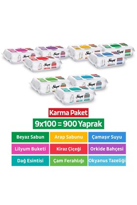 Sleepy Easy Clean Premium+Çiçek Serisi+Doğa Serisi Yüzey Temizlik Havlusu Mendili 9x100 Karma Paket