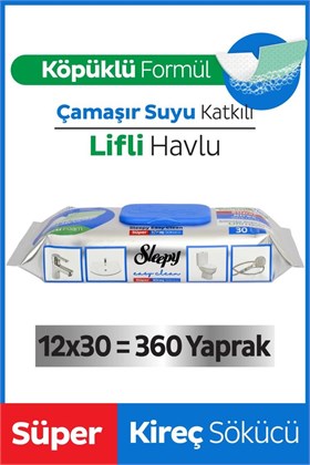 Sleepy Easy Clean Süper Kireç Sökücü Yüzey Temizlik Havlusu&mendili 12x30 (360 YAPRAK)